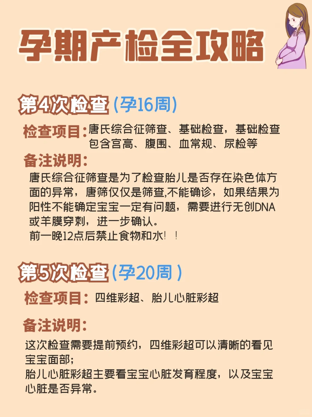 孕期产检全攻略！孕4周-40周检查项目清单get