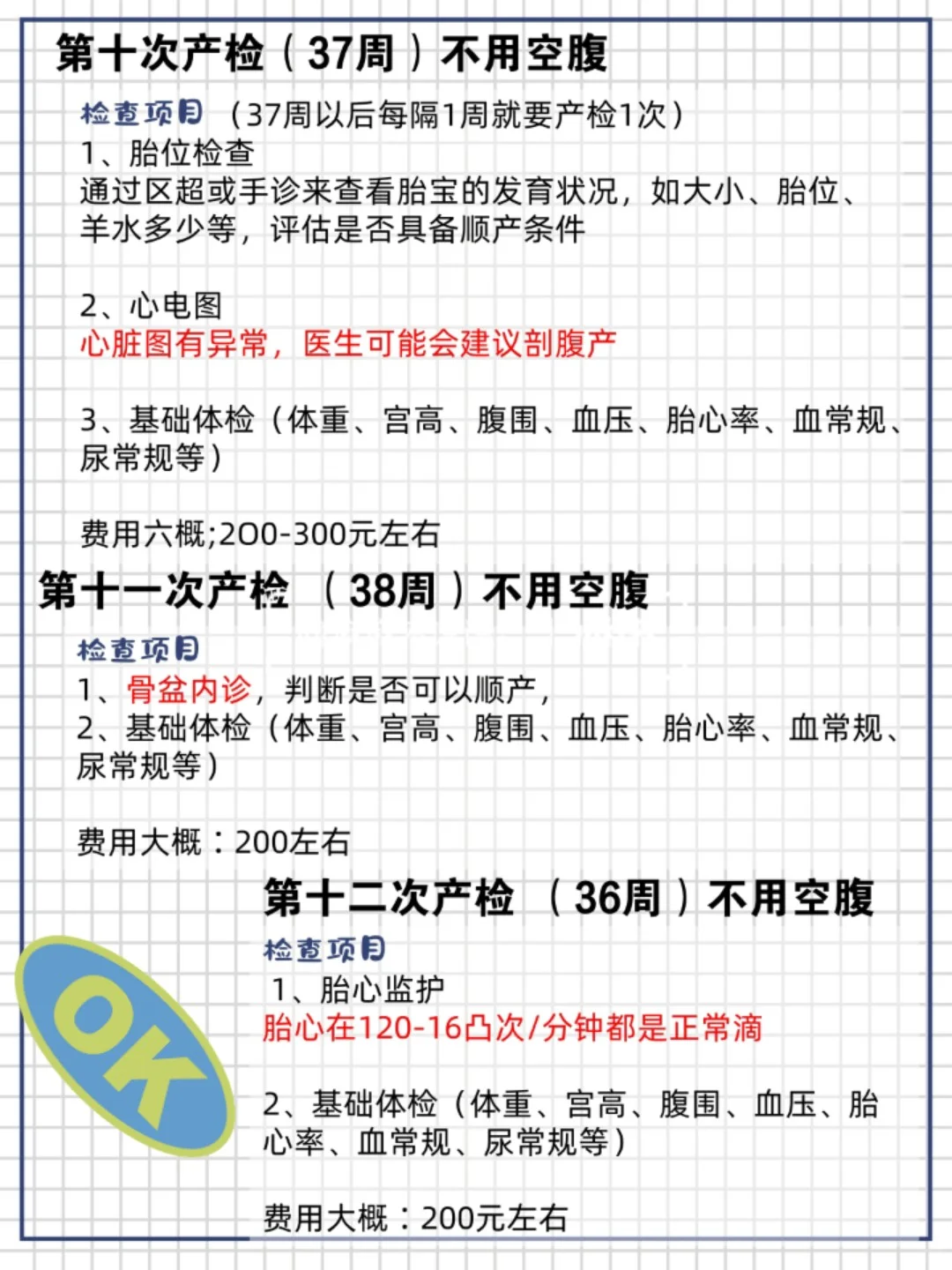 孕期产检日程表！怀孕准妈妈必备哦