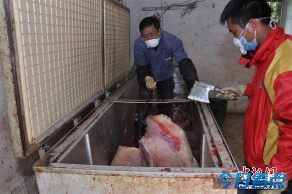 广东查获近8000斤病死肉 拘2人