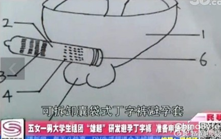 大学生发明丁字裤避孕套 性趣安全两不误