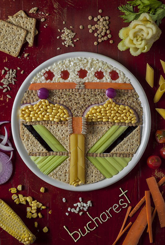 阿根廷艺术家用食材创作城市美景
