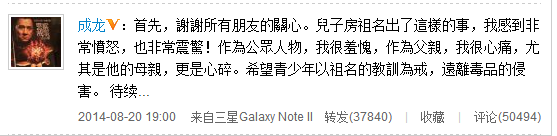 成龙自责教子无方 林凤娇心碎目睹房被捕